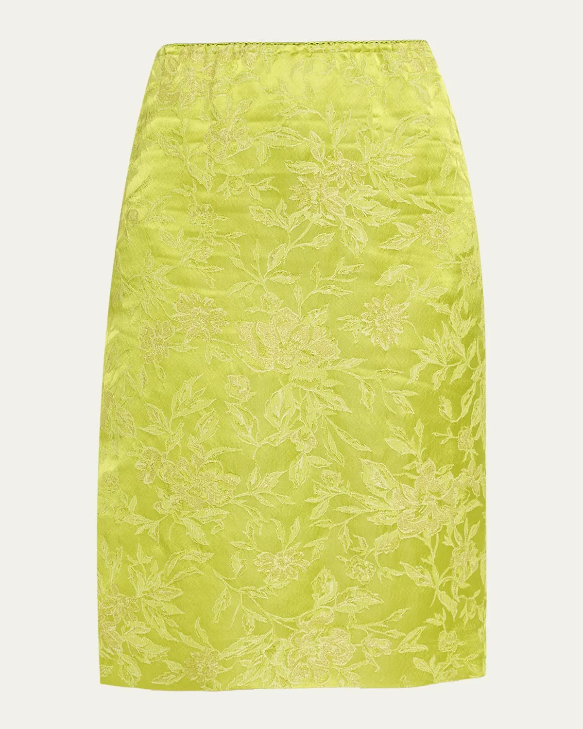 Metallic Floral Brocade Slit Skirt