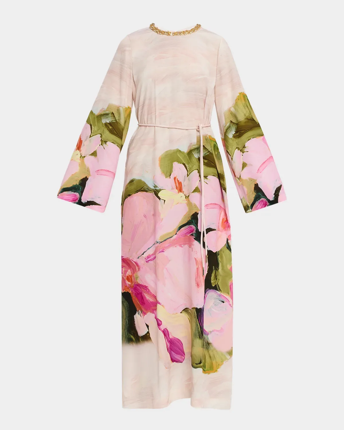 Regan Embellished Floral Tie-Waist Maxi Dress