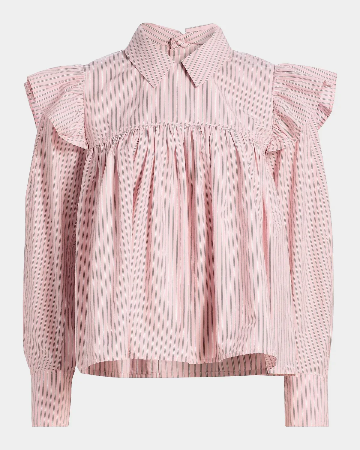 Oxford Striped Frill Blouse
