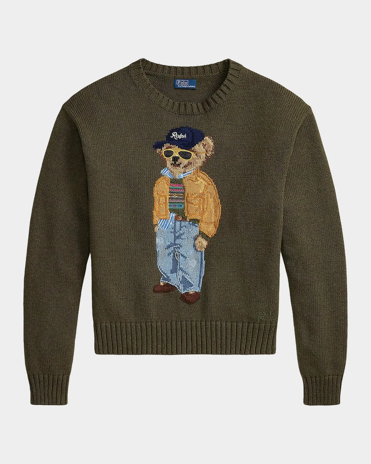 Polo Bear Cotton Crewneck Sweater