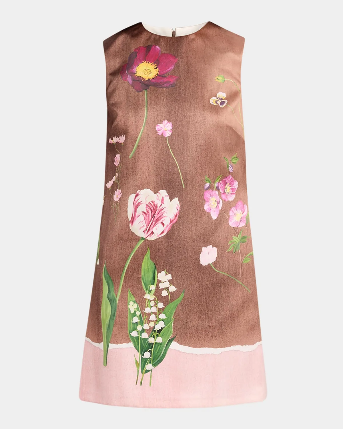 Sleeveless Mixed Botanical Mini Shift Dress