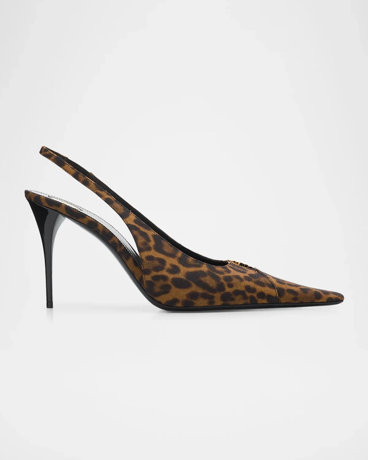 90mm YSL Leopard Grosgrain Slingback Pumps