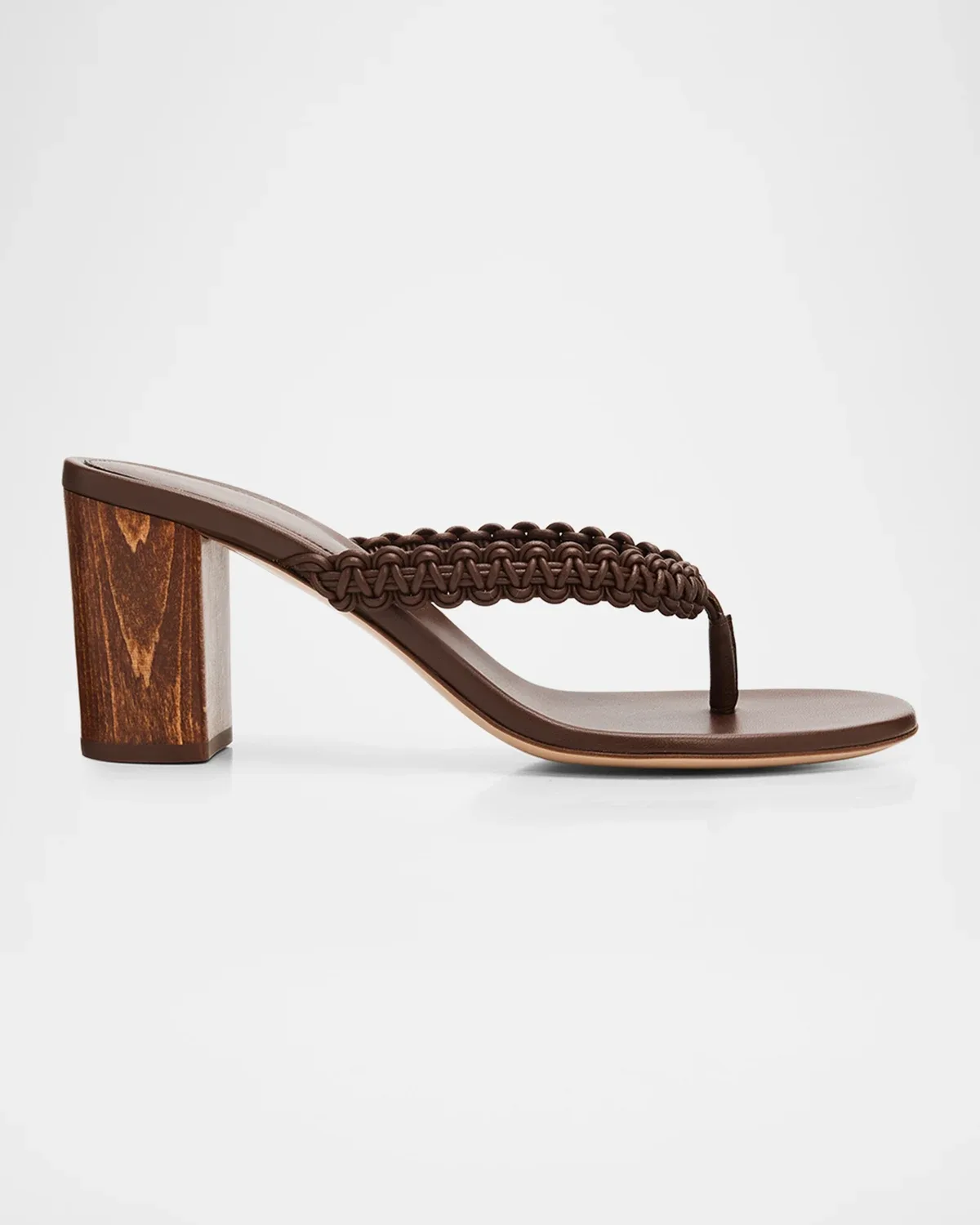 70mm Braided Leather Thongs Sandals