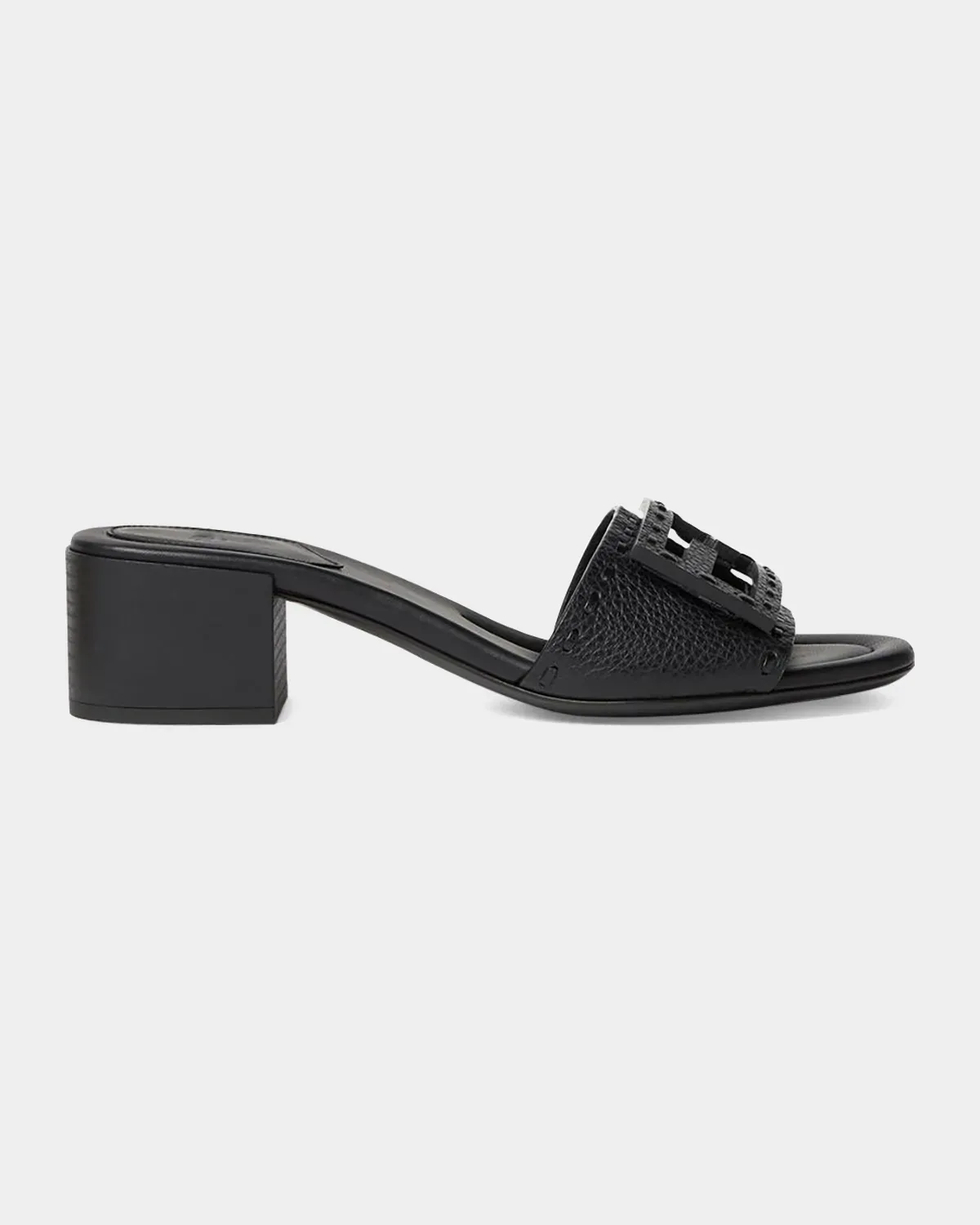 45mm FF Baguette Vitello Leather Slide Sandals
