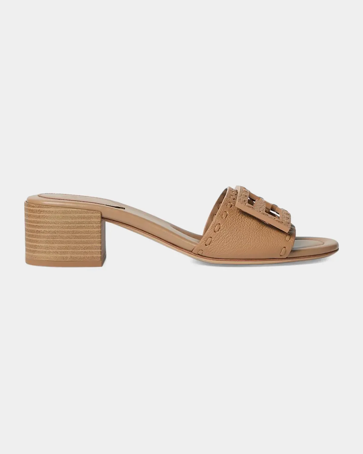 45mm FF Baguette Vitello Leather Slide Sandals