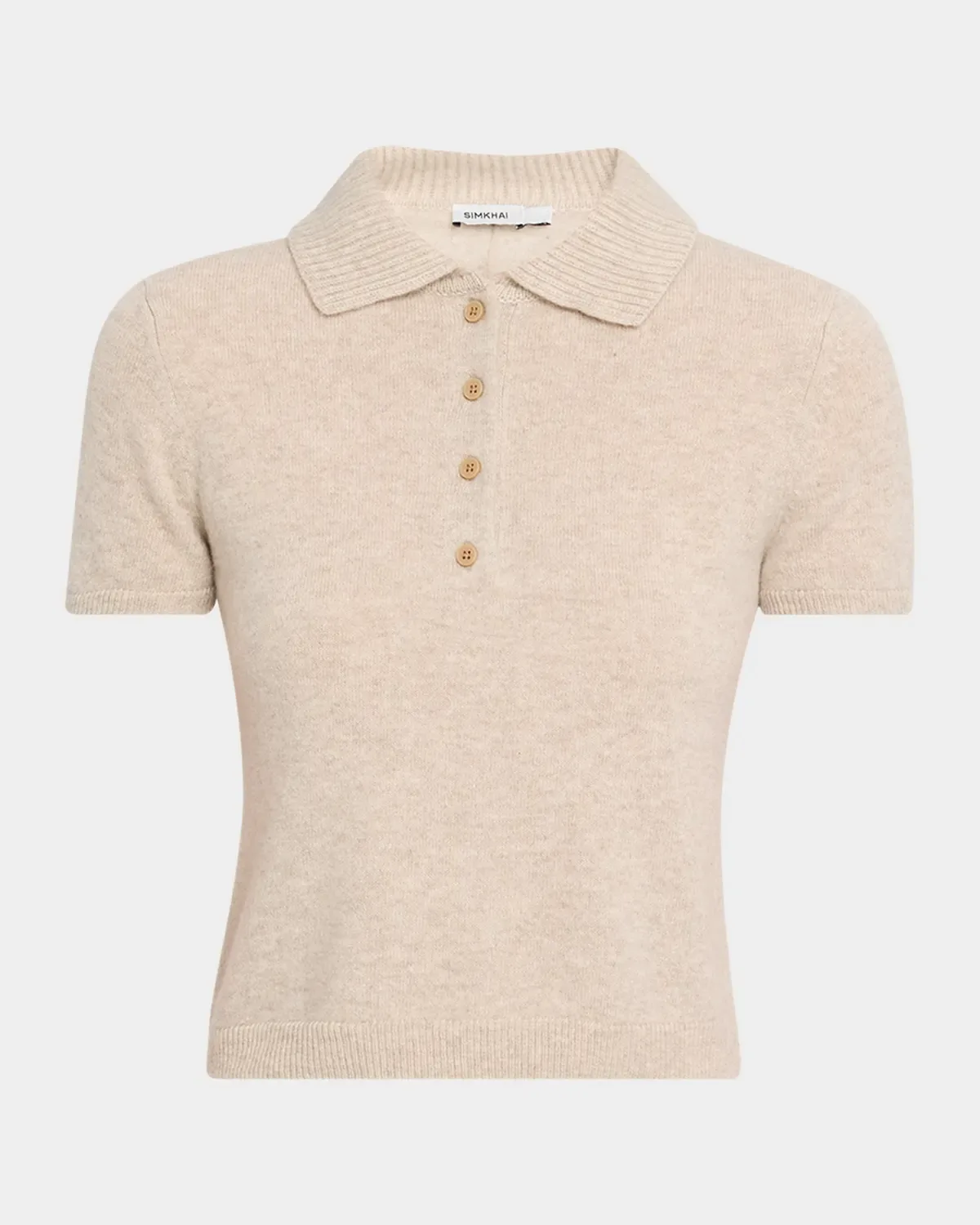 Twila Short-Sleeve Cashmere Polo Sweater
