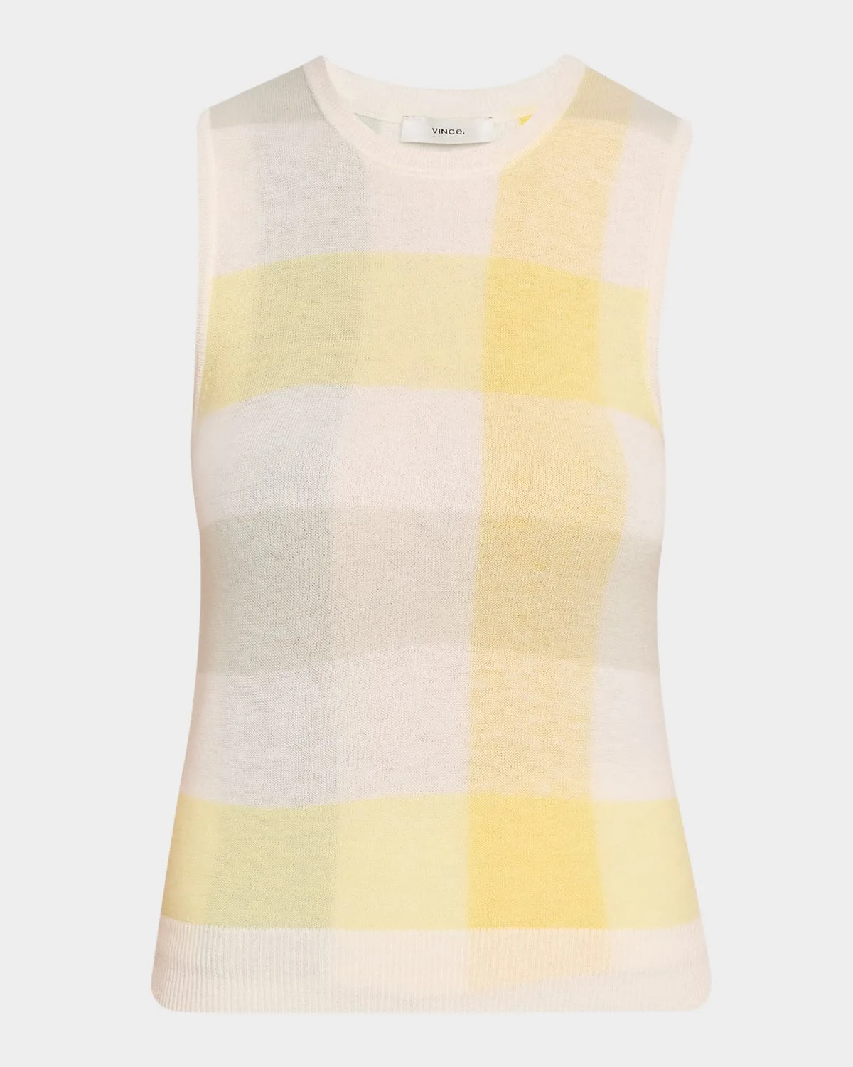 Plaid Crewneck Sleeveless Top