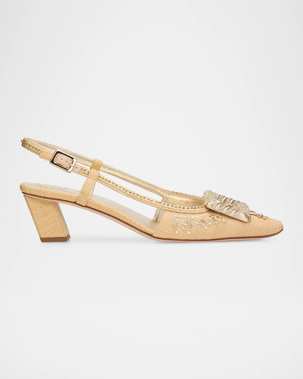 45mm Belle Vivier Embellished Canvas Slingback Pumps