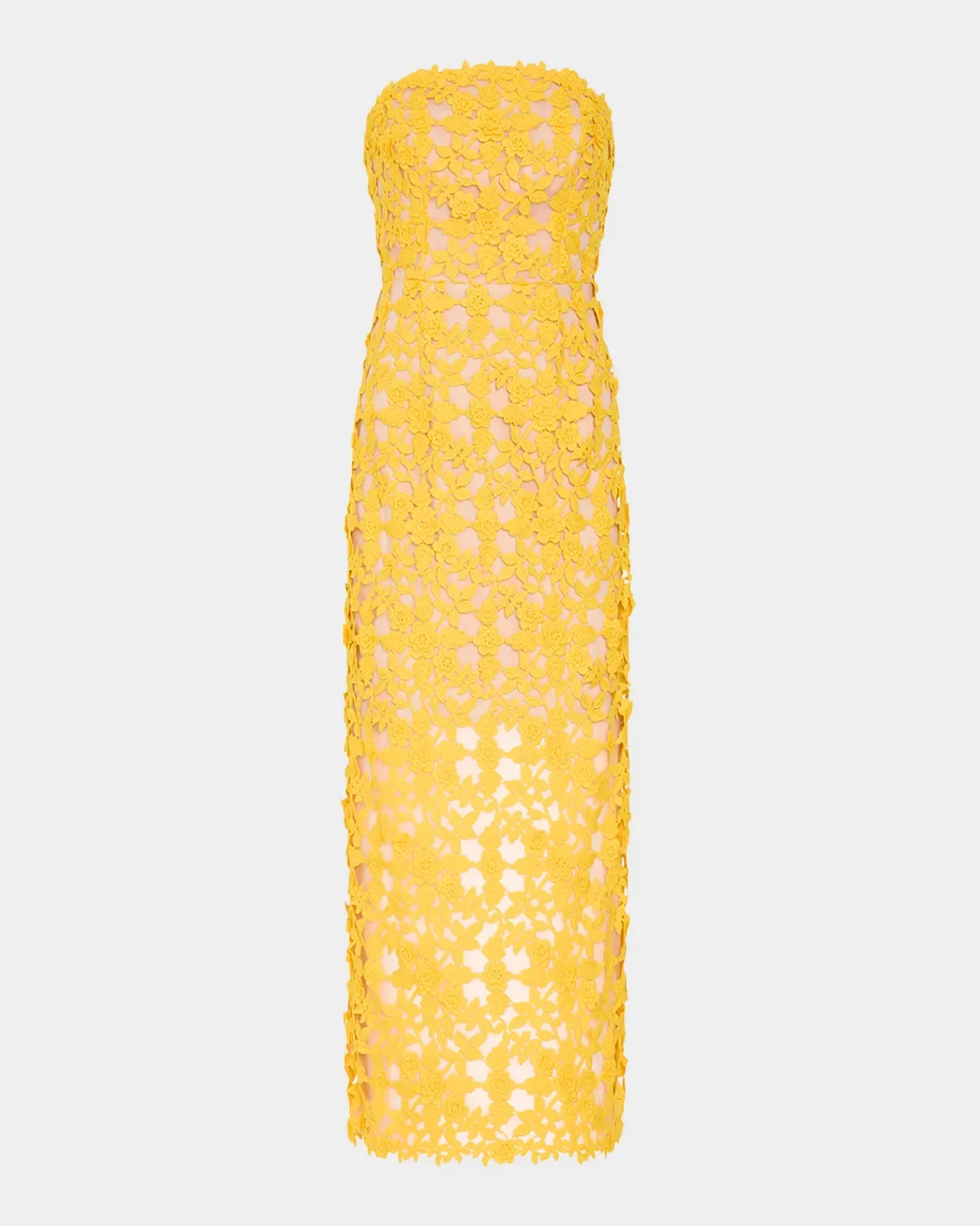Kait Strapless Crochet Lace Midi Dress