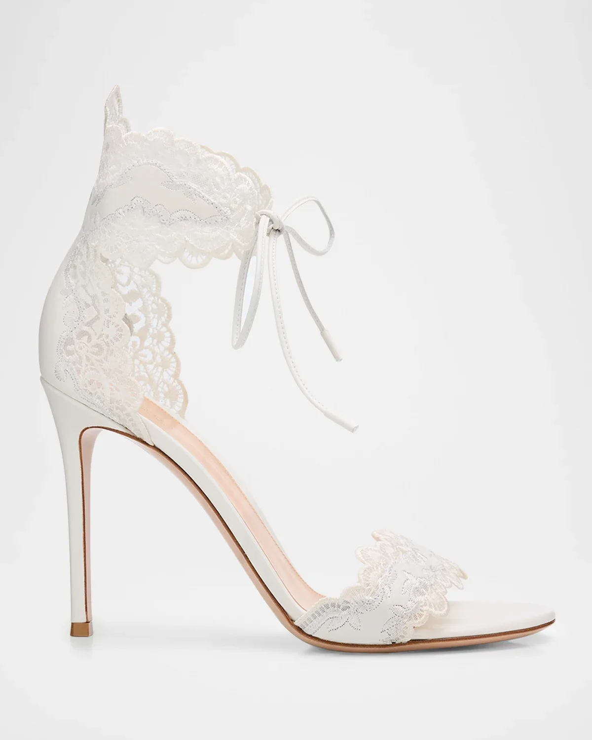 105mm Evie Embroidered Leather Ankle-Tie Sandals