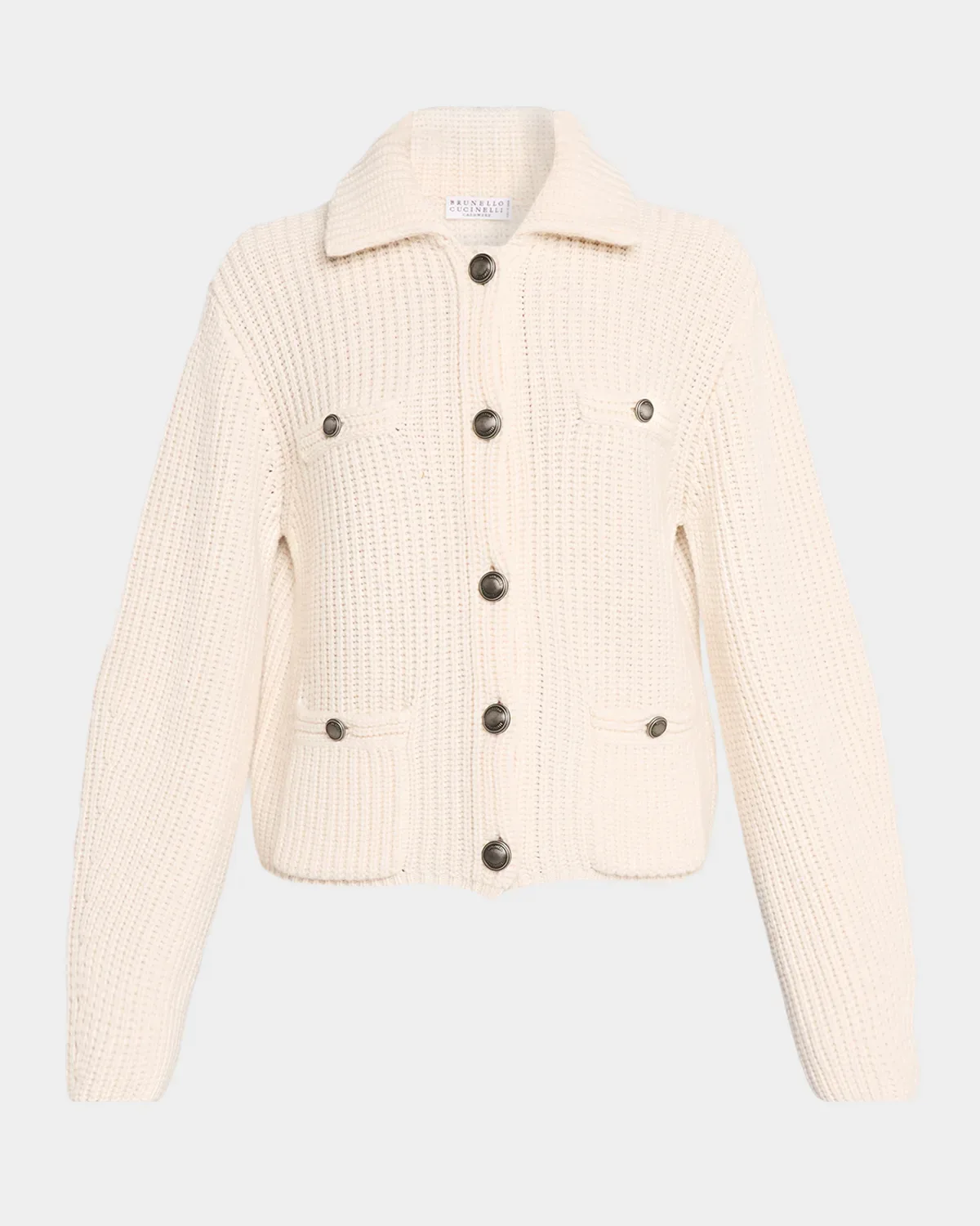 Cashmere Rib Collared Cardigan