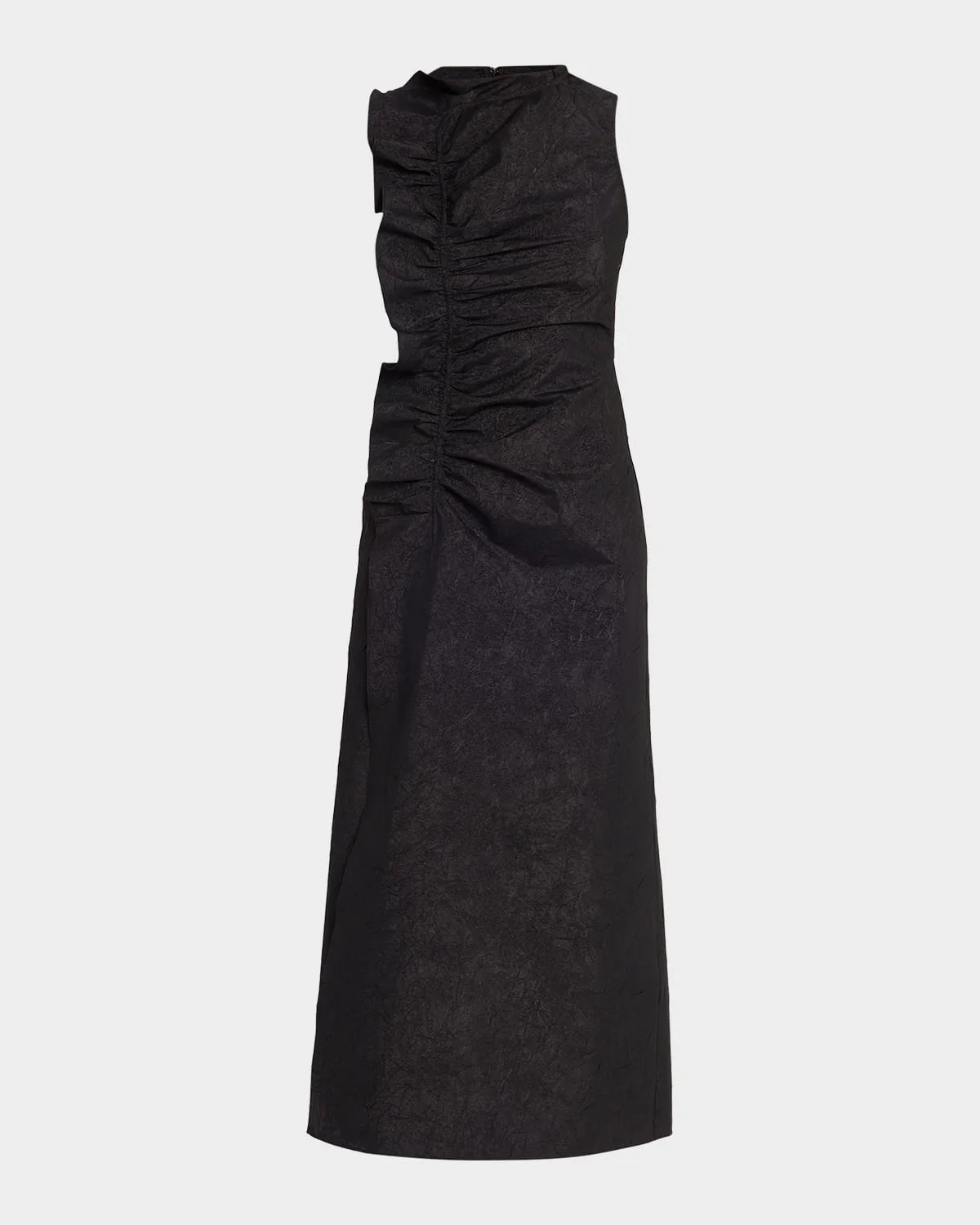 Demetria Ruffled Taffeta Midi Dress