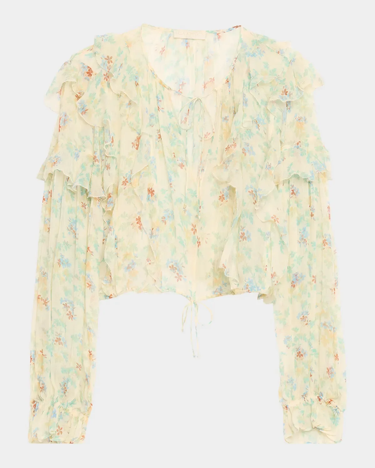 Delfina Long-Sleeve Silk Chiffon Blouse