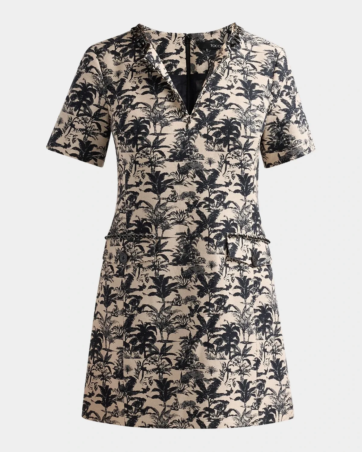Blythe Embellished Palm Jacquard Mini Shift Dress