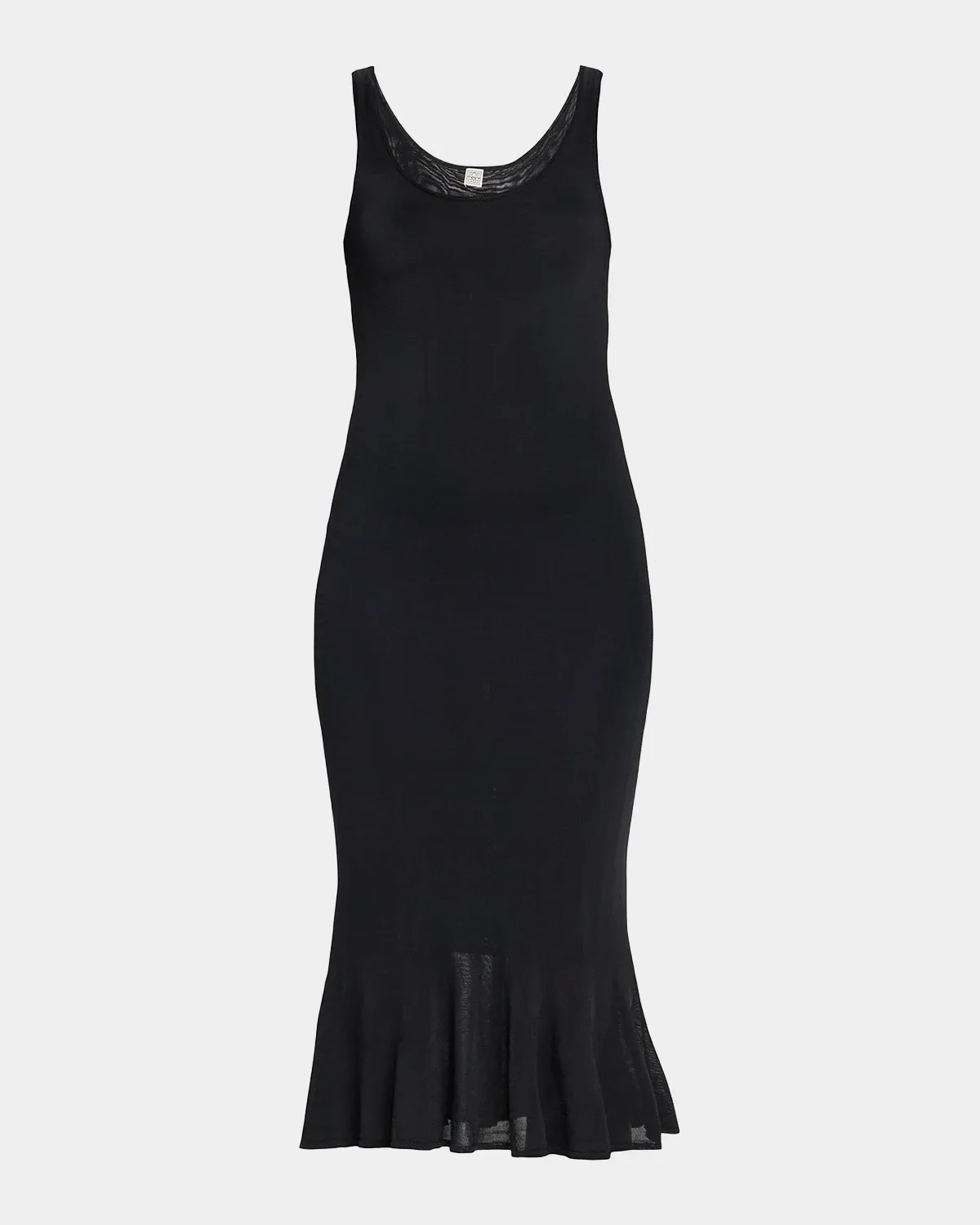 Fluted Hem Sleeveless Midi Dress