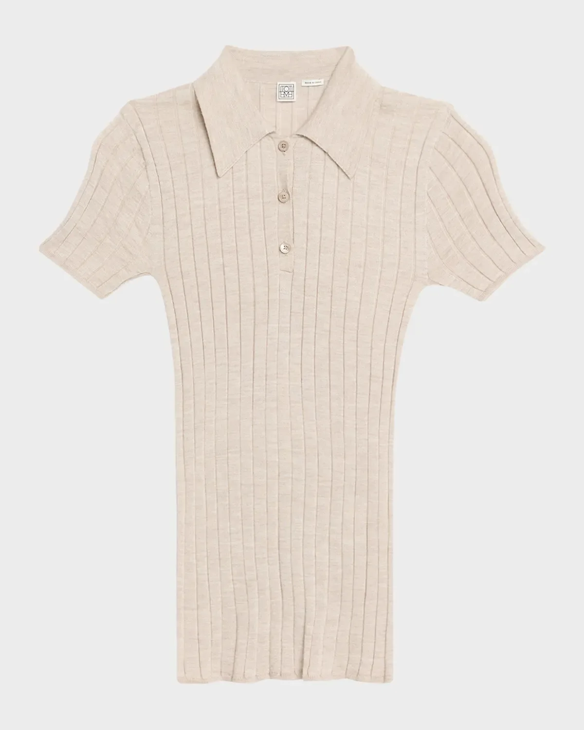 Ribbed Cashmere Silk Polo Shirt