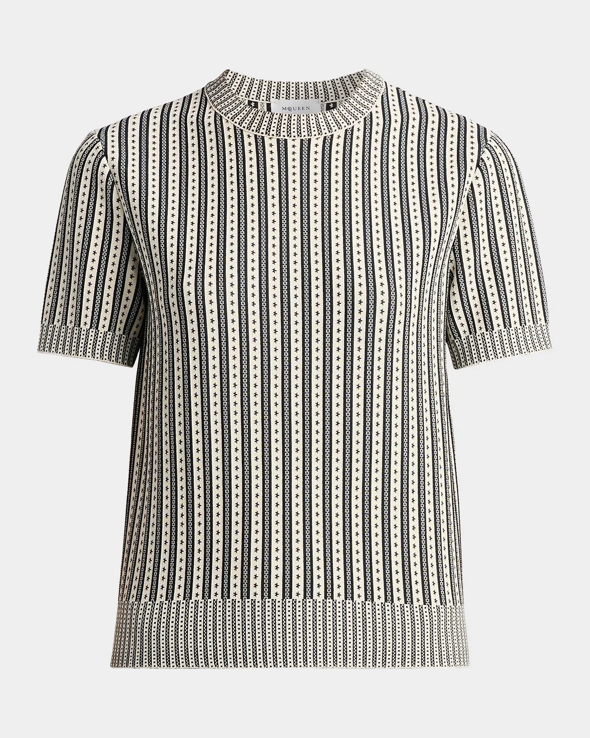 Jacquard Striped Crewneck Top