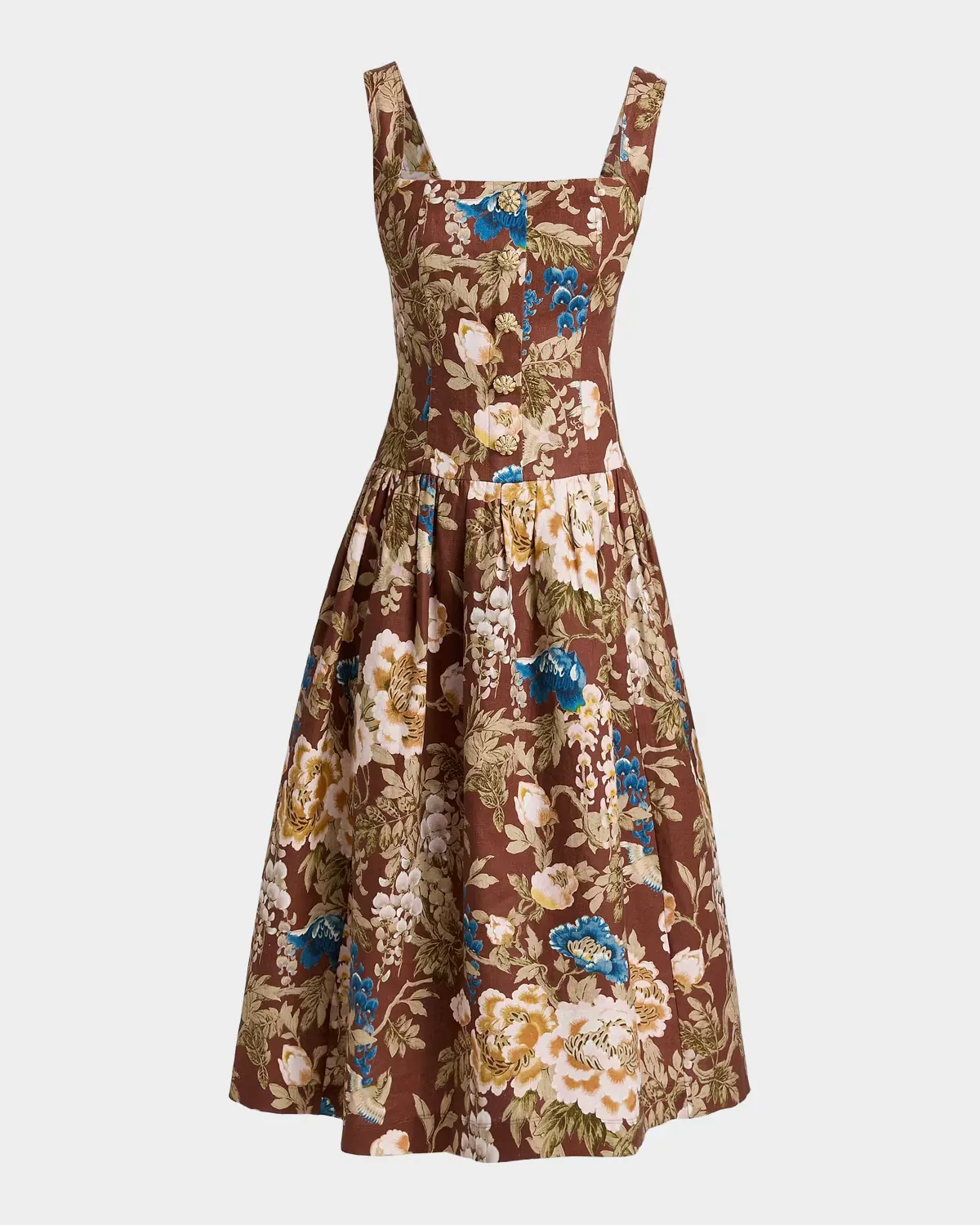 Feliz Floral Linen Midi Dress