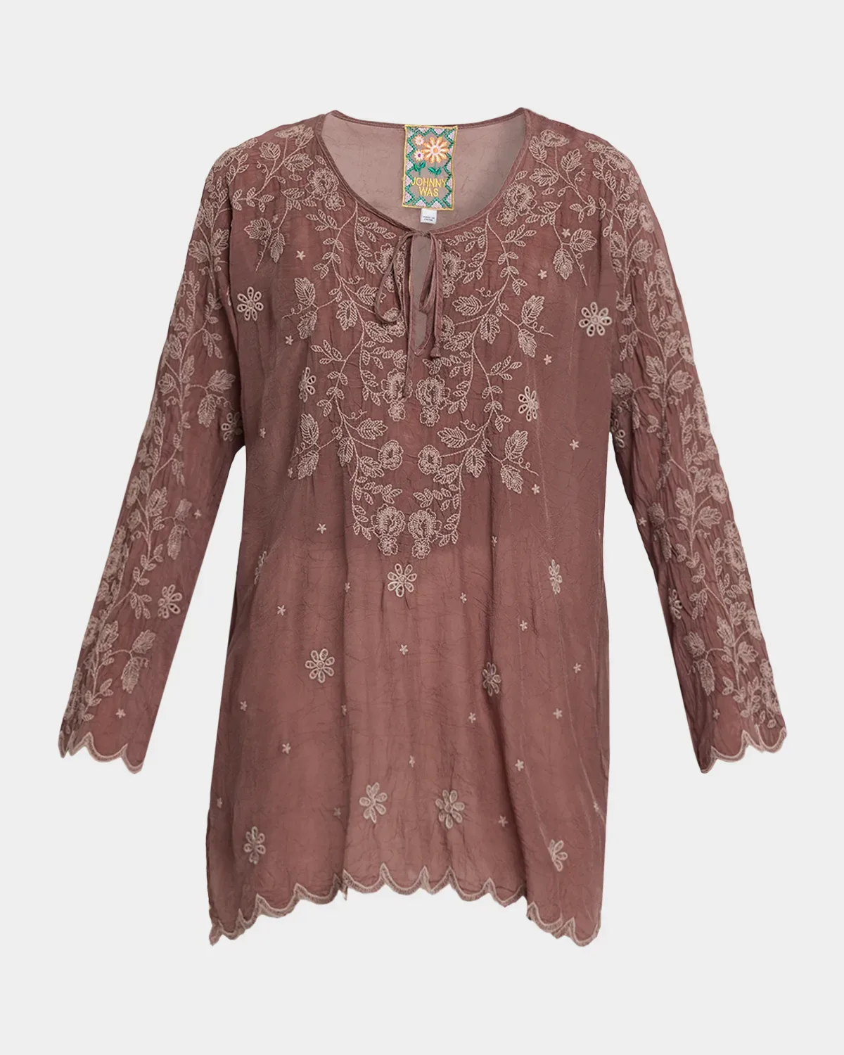 Zolin Floral-Embroidered Cupro Tunic