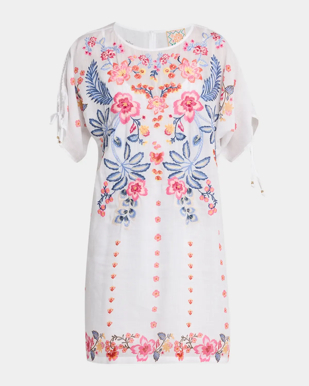 Embroidered Split-Sleeve Mini Dress