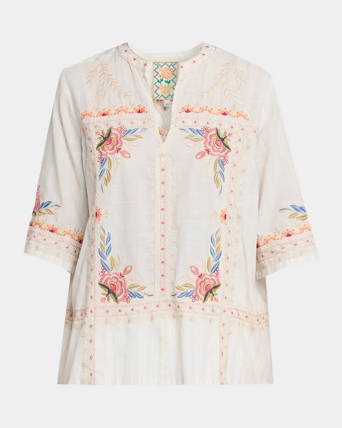 Embroidered V-Neck Easy Top