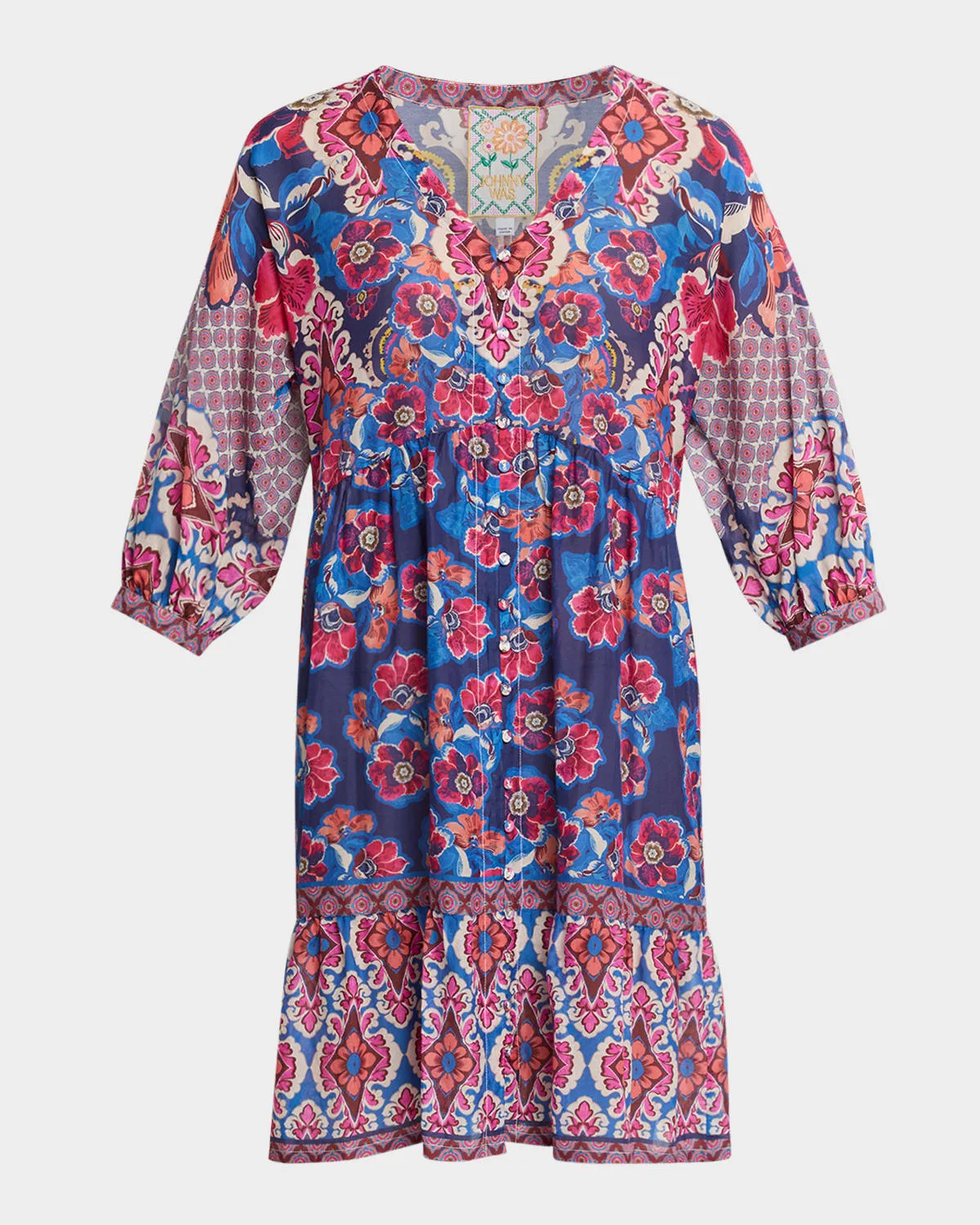 Bletilla Floral Cotton-Silk Mini Dress