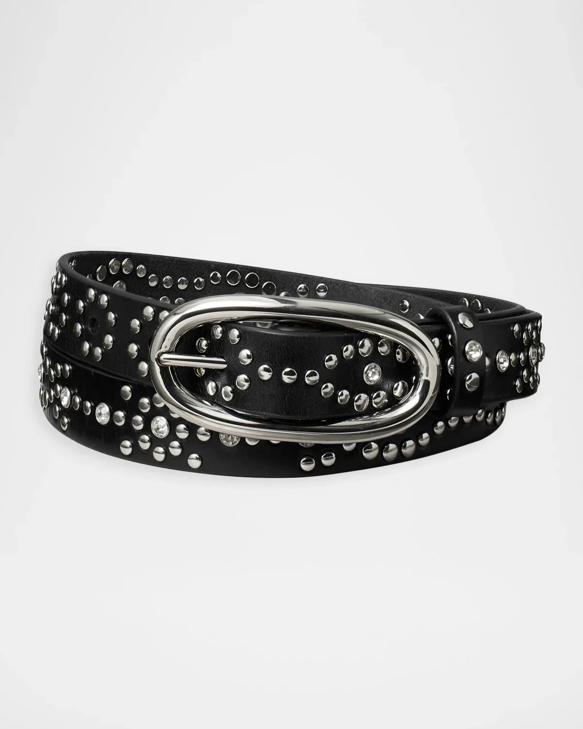 Pierced Studded Leather Belt