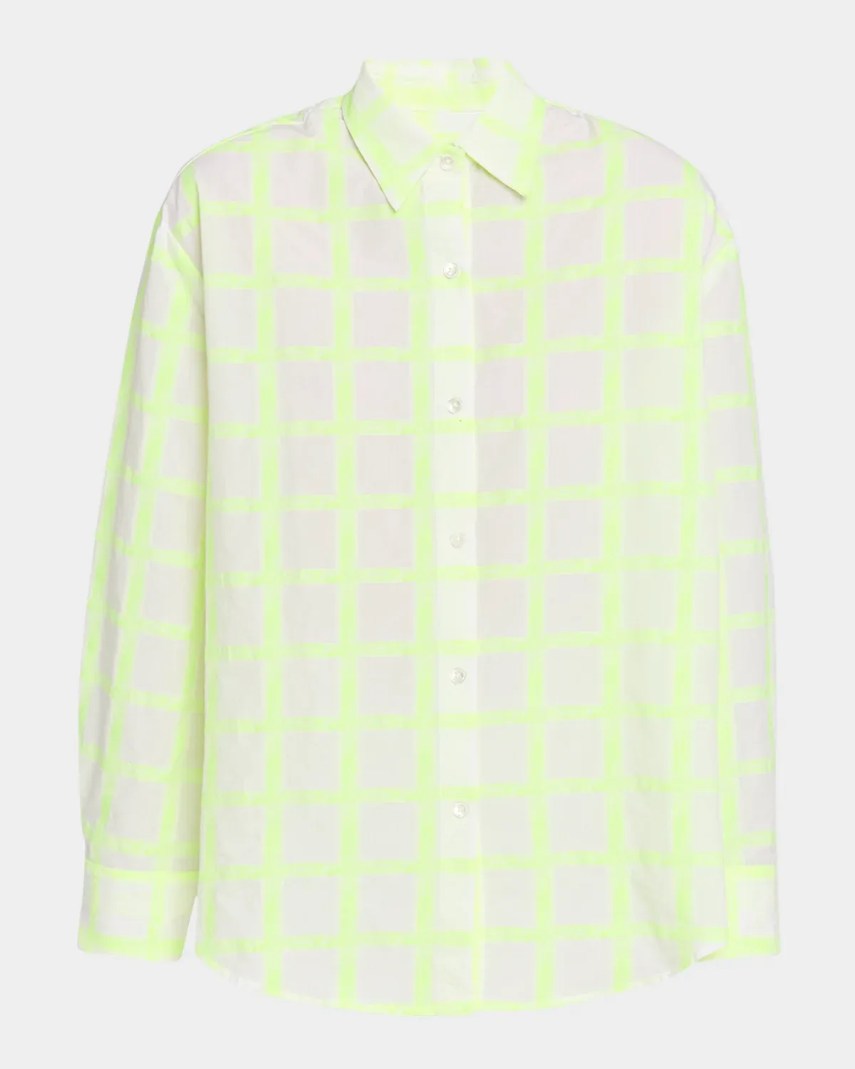 Windowpane Plaid Oversized Button-Front Shirt
