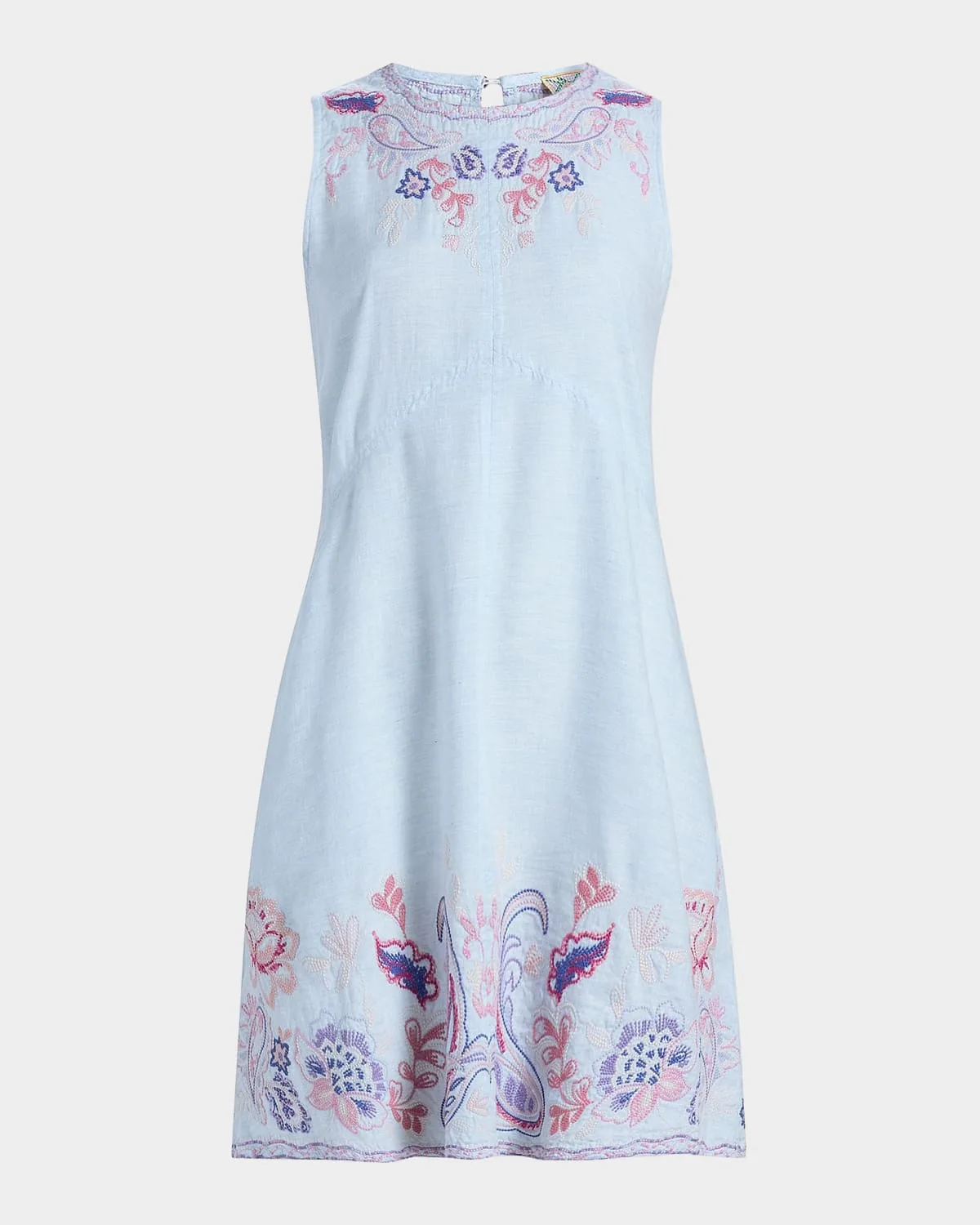 Chevron Cleolia Embroidered Linen-Blend Mini Dress