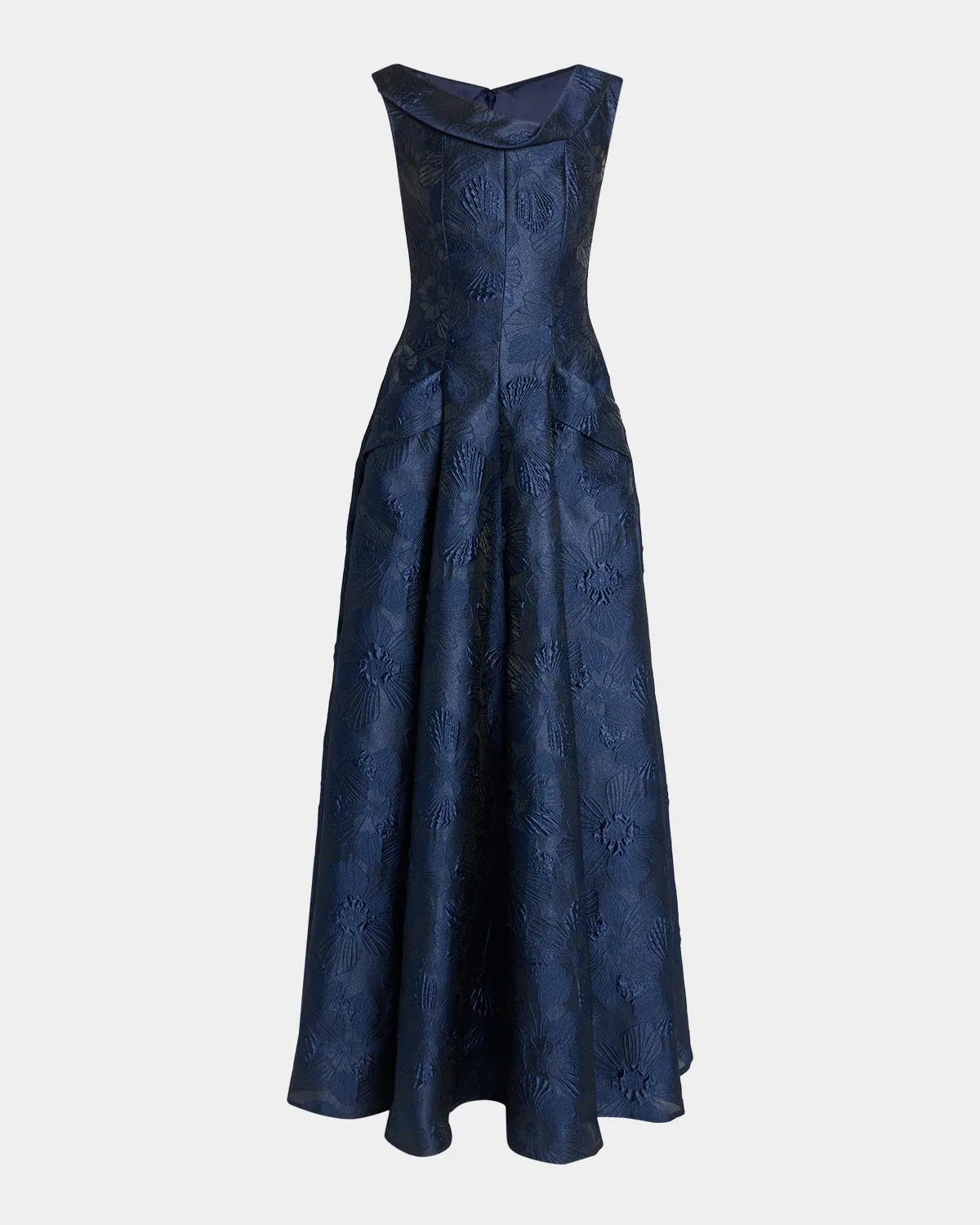 Twisted Collar Anemone Jacquard Sleeveless Gown