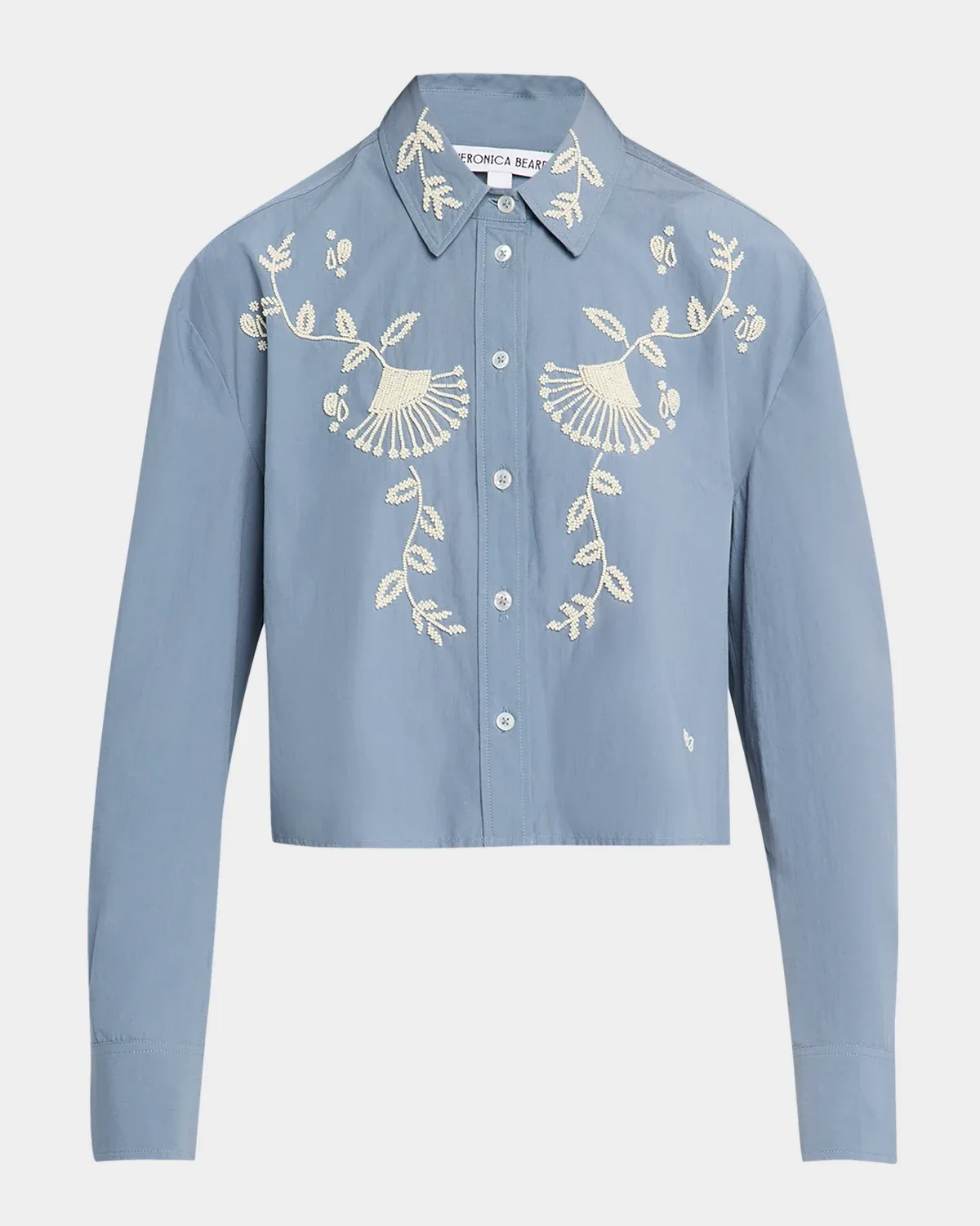 Aderes Embroidered Cropped Cotton Shirt