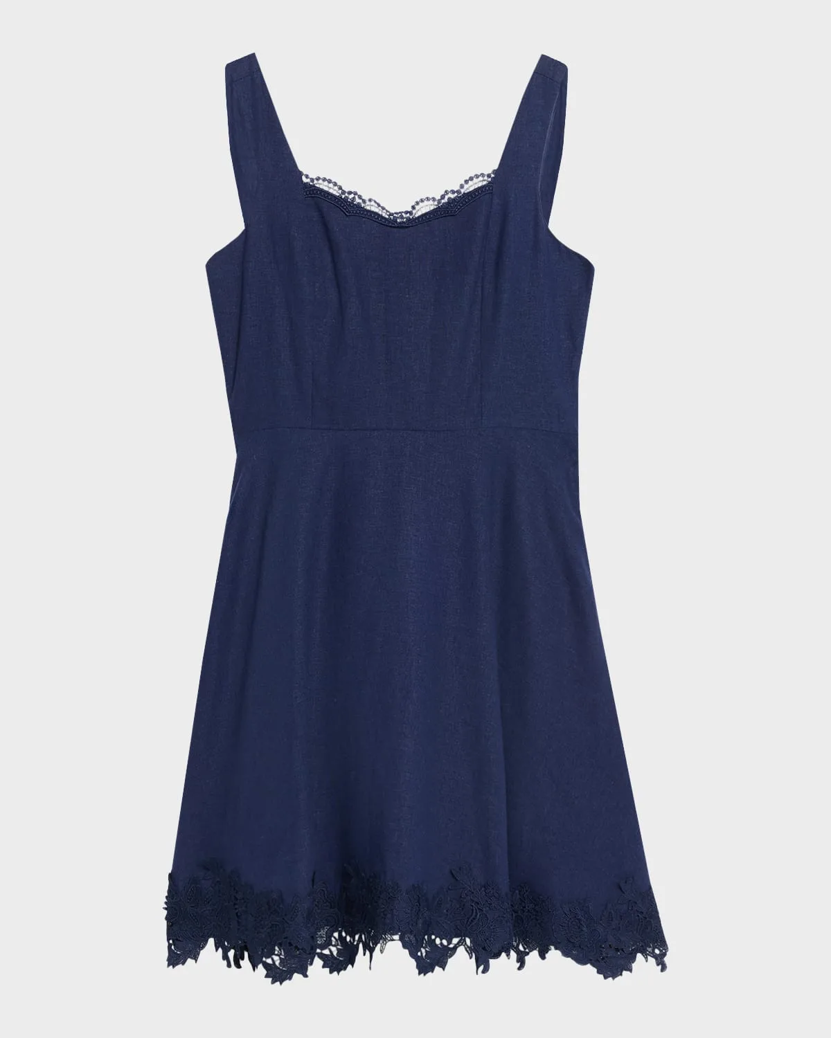 Ive Lace-Trim Linen Mini Dress