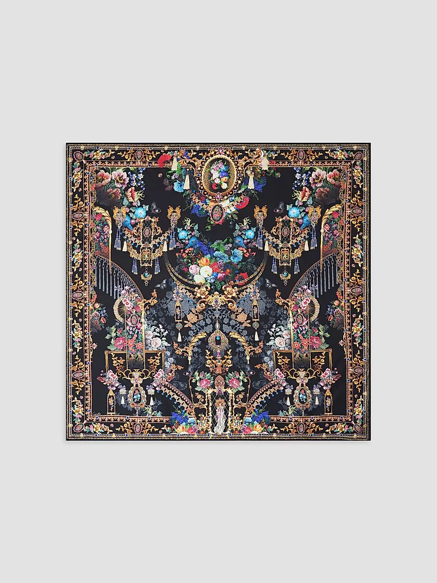 Patterned Silk Twill Scarf