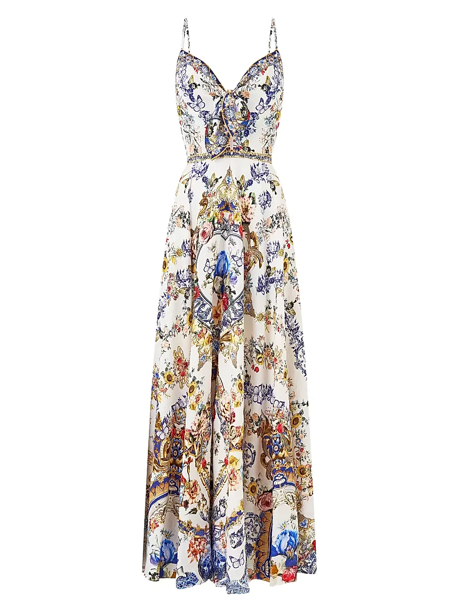 Linen Tie-Front Maxi Dress
