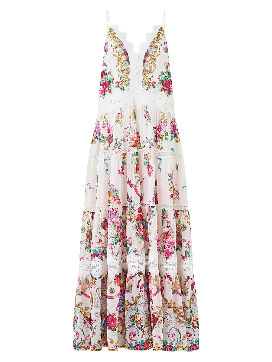Cotton-Silk Trapeze Tiered Dress