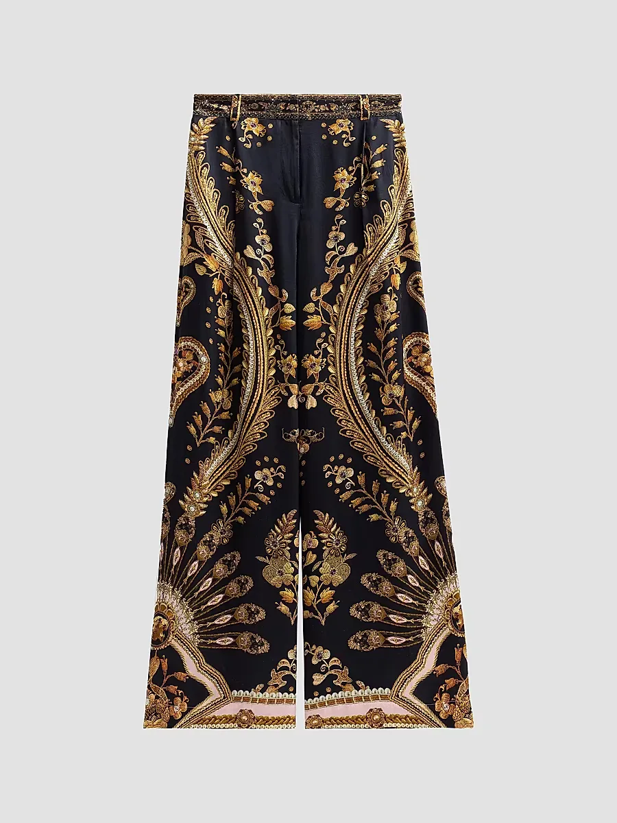 Silk Wide-Leg Pants