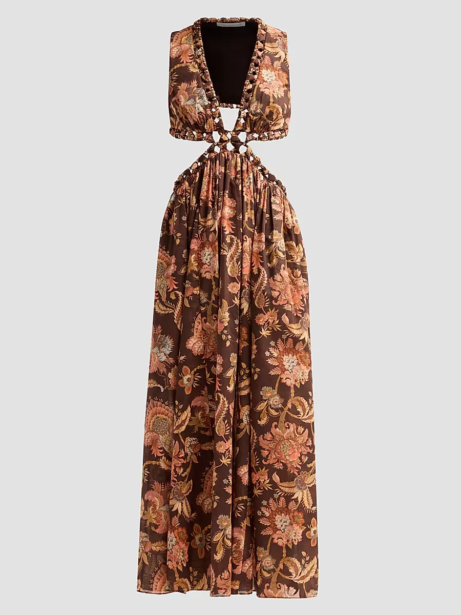 Aster Floral Cut Out Midi Dress