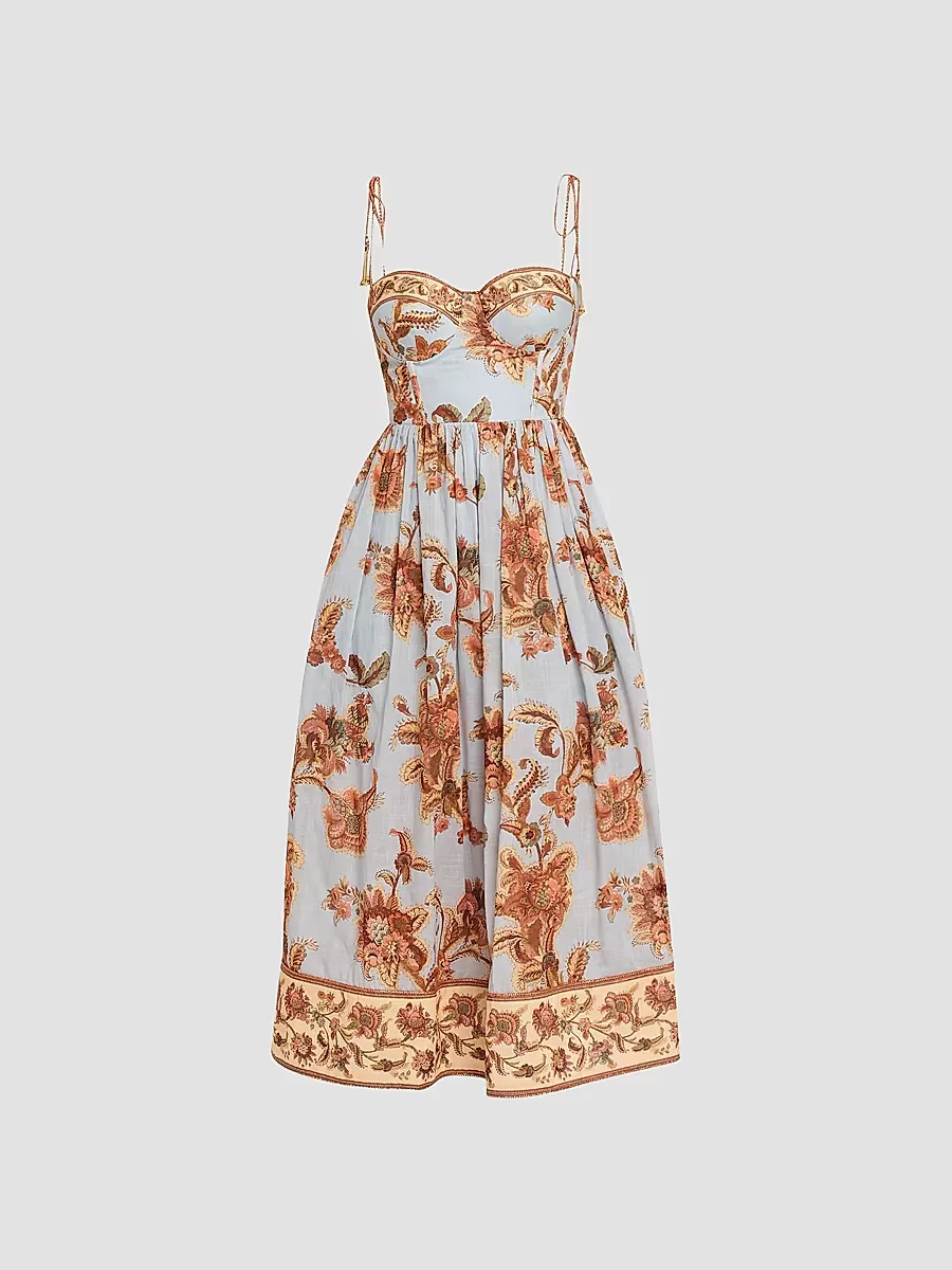 Aster Printed Corset Midi Dress