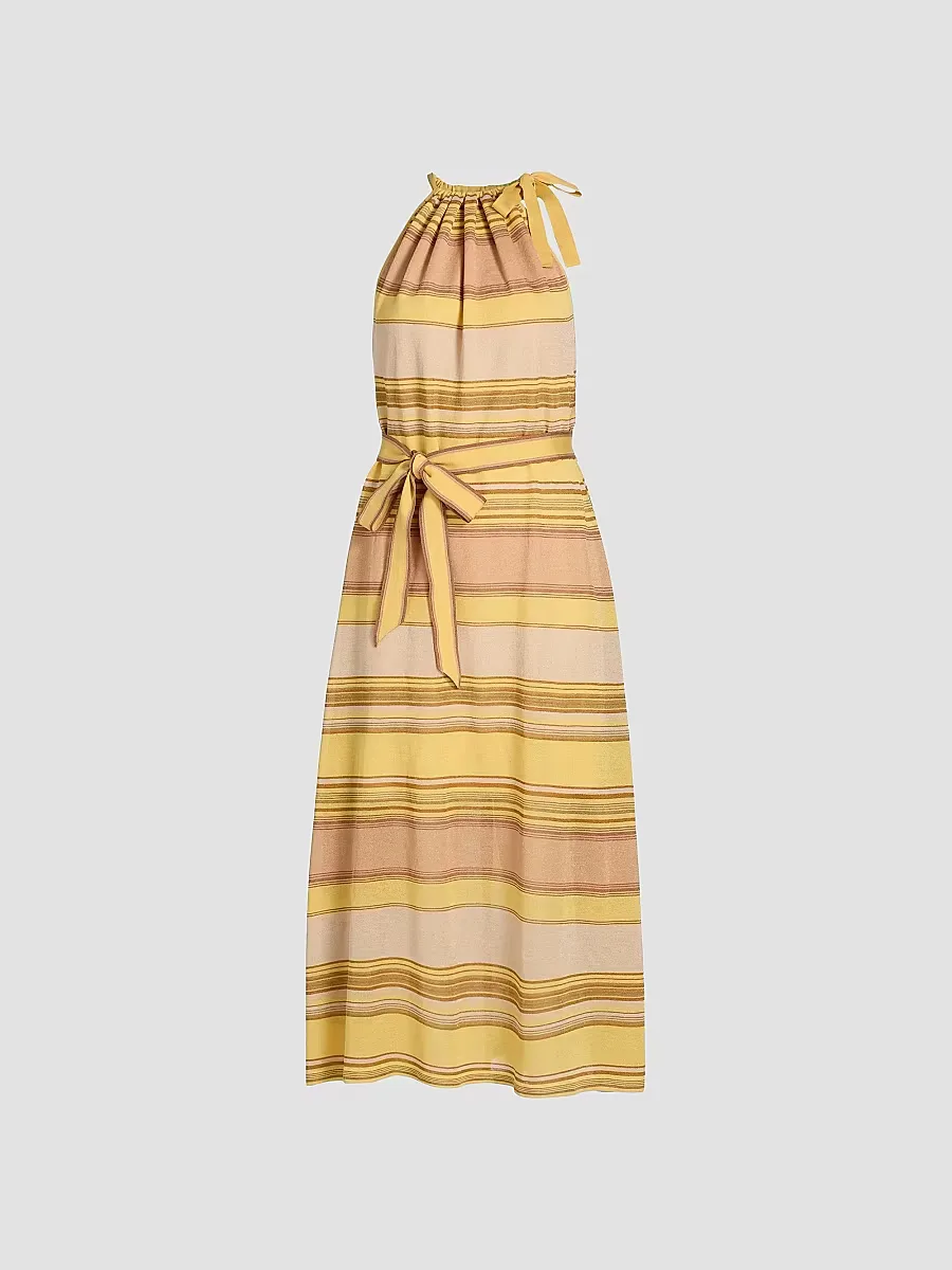 Indra Striped Sleeveless Midi Dress
