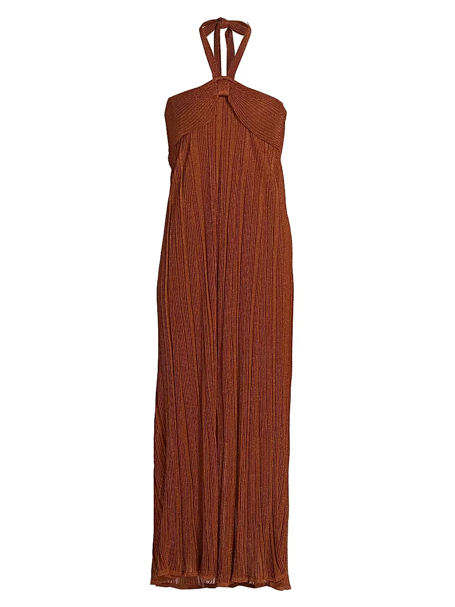 Indra Metallic Halter Maxi Dress