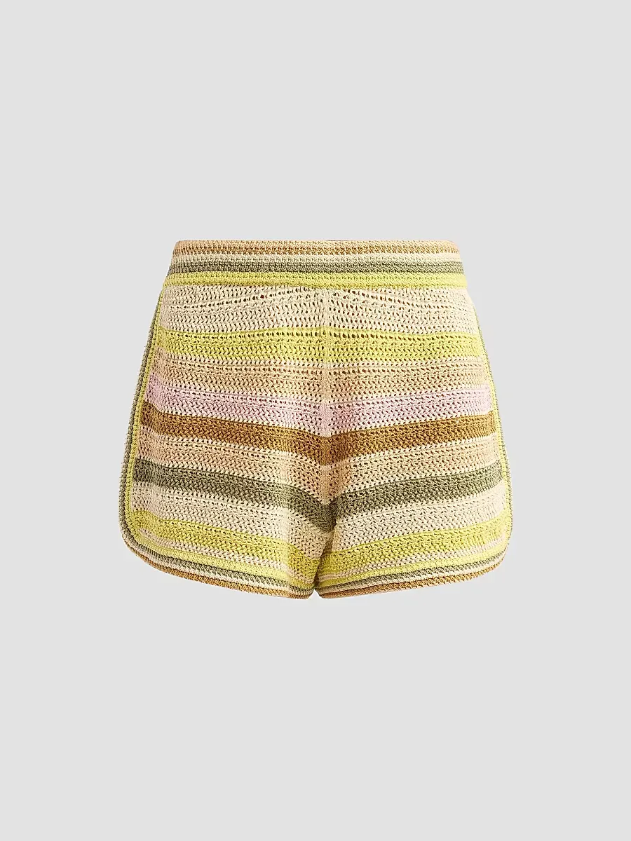 Indra Stripe Crochet Cotton Shorts