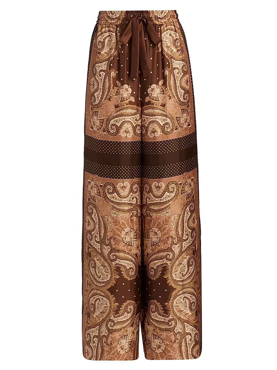Luna Printed Silk Track Pants