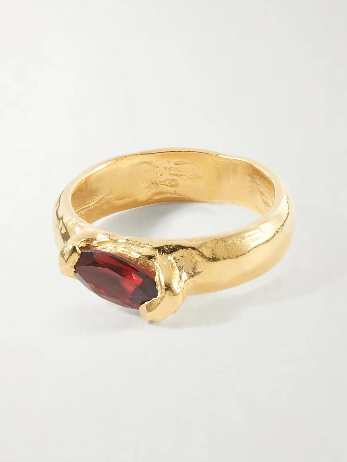 Enero Gold-Plated Sterling Silver and Garnet Ring