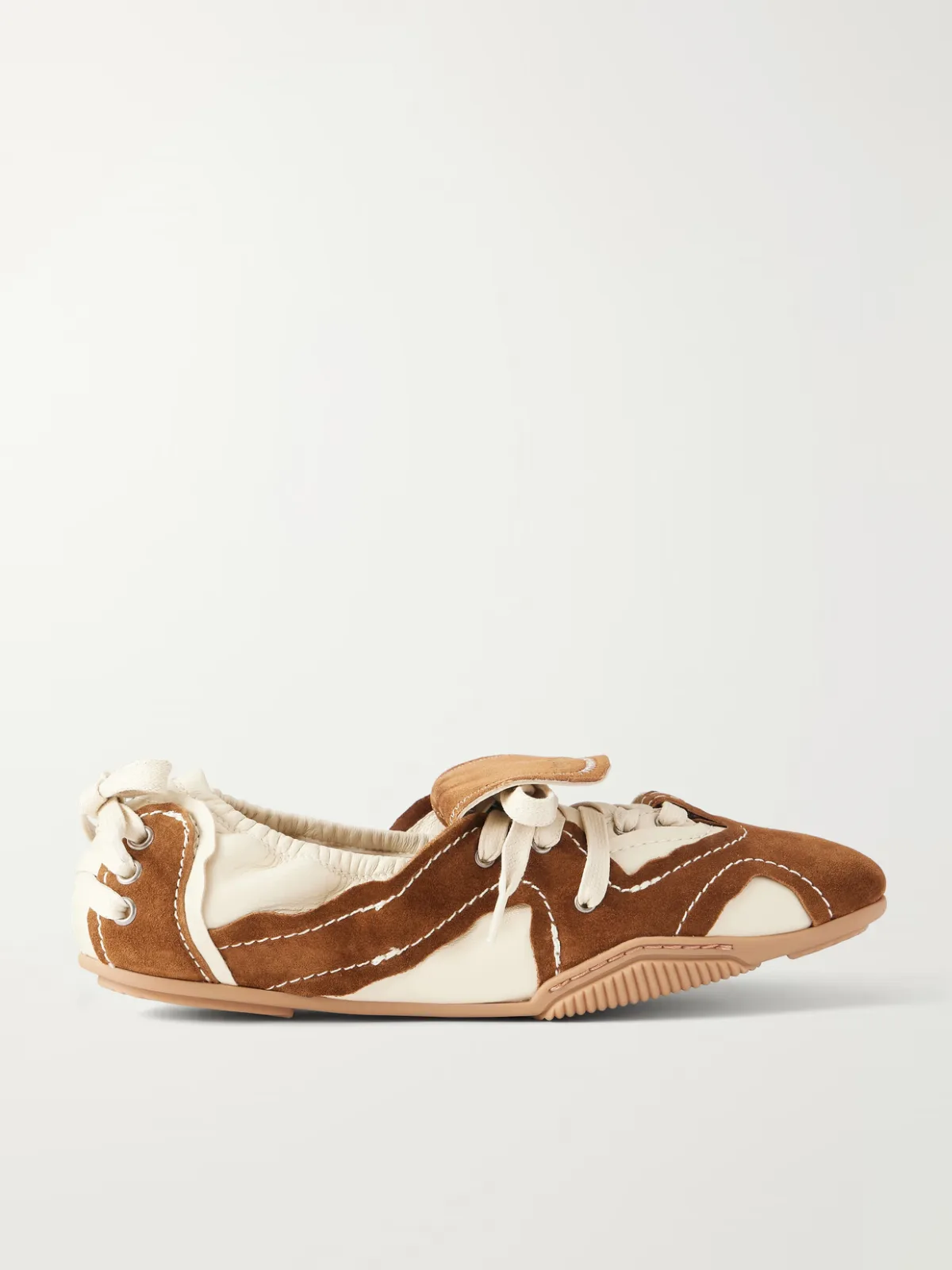 Bilaria Lace-Up Suede and Leather Ballet Flats