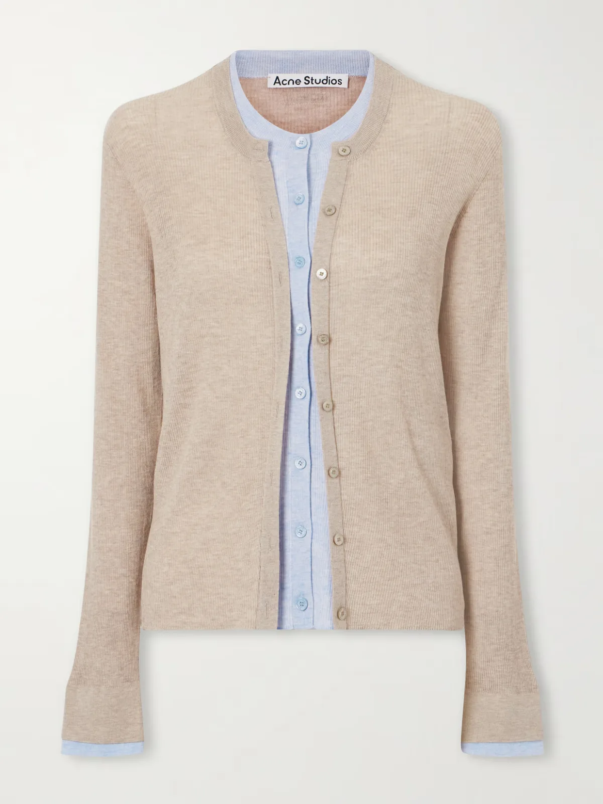 Kalet Layered Ribbed-Knit Silk and Wool-Blend Cardigan