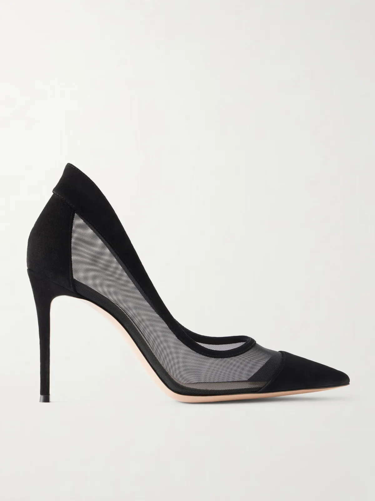 95 Mesh-Trimmed Suede Pumps