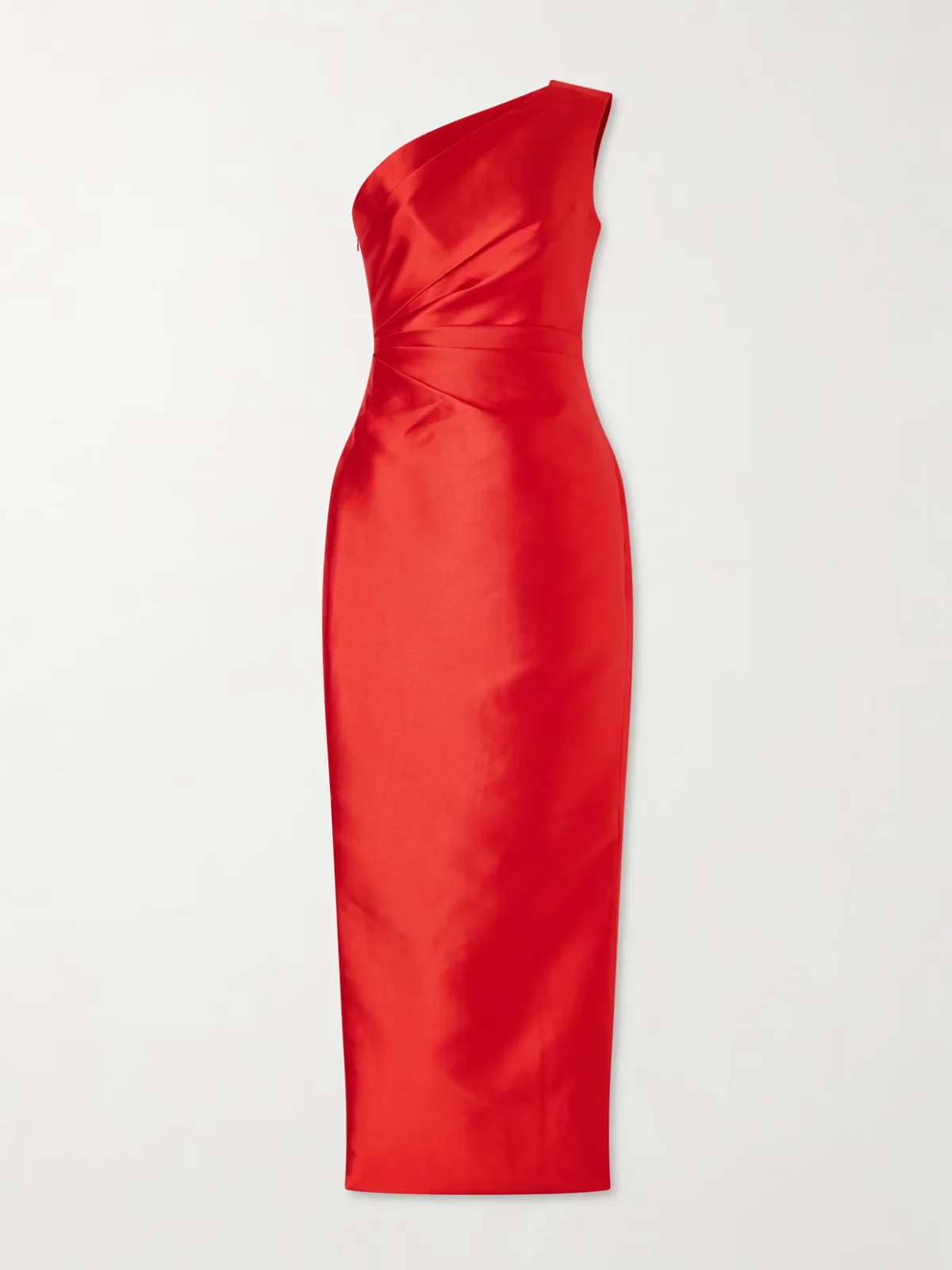 Kira Gathered Satin-Twill Gown