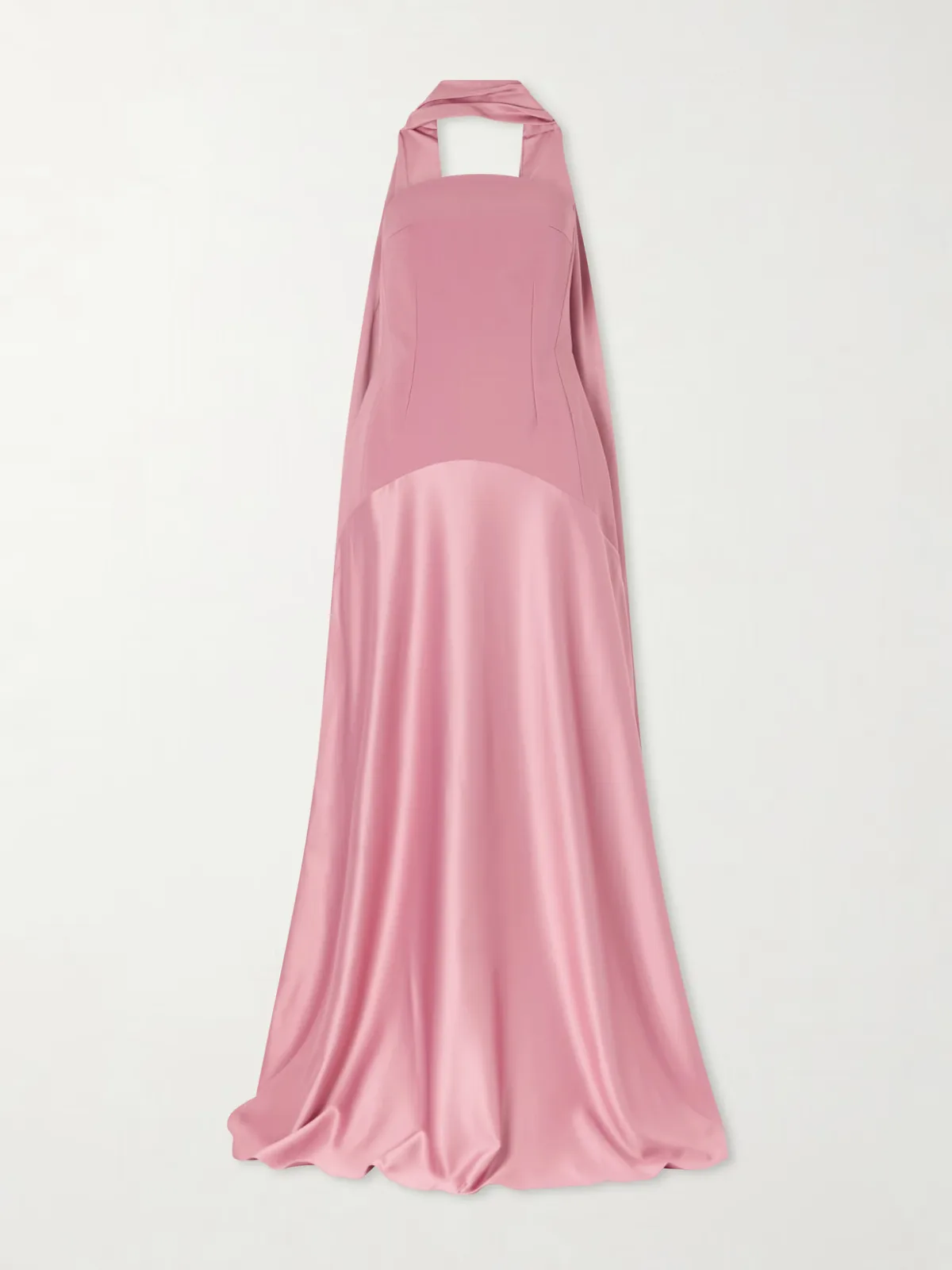 Mae Scarf-Detailed Satin-Trimmed Crepe Gown
