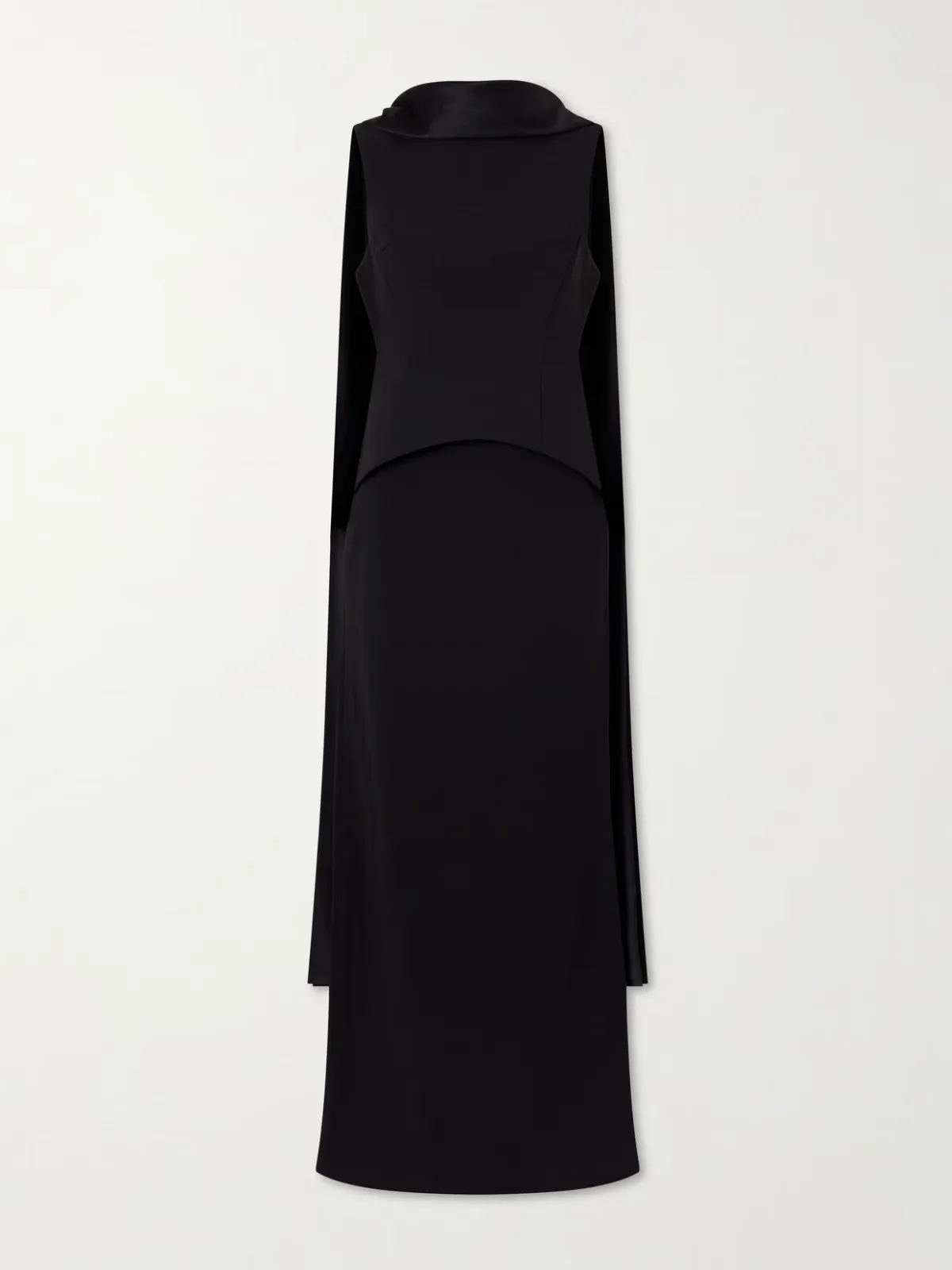 Annie Scarf-Detailed Satin-Trimmed Crepe Gown