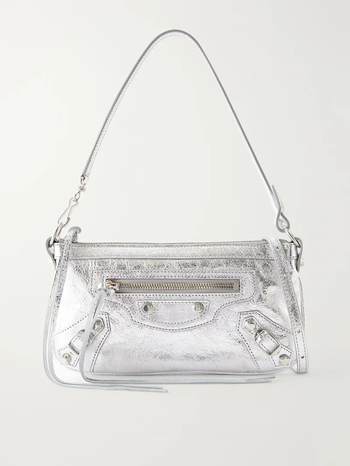 Le City Pouch on a Strap Embellished Crinkled-Leather Shoulder Bag